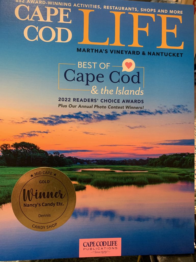 Cape Cod Life Magazine cover Gold Winner for Best Mid Cape Candy Shop